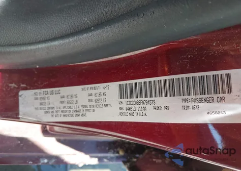 2015 Chrysler 200 Limited z USA, uszkodzony, nr VIN 1C3CCCAB8FN704579